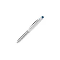 Variante Blanc / bleu foncé - Stylo bille personnalisable avec stylet ABS et aluminium avec logo - Shine