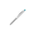 Variante Blanc / Bleu clair - Stylo bille personnalisable avec stylet ABS et aluminium avec logo - Shine
