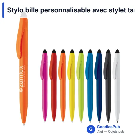 Stylo bille personnalisable avec stylet tactile avec logo - Touchy