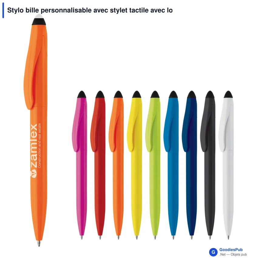 Stylo bille personnalisable avec stylet tactile avec logo - Touchy - Image 1