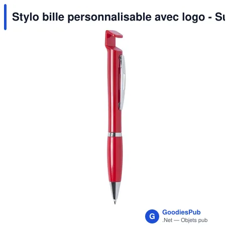 Stylo bille personnalisable avec logo - Support téléphone intégré