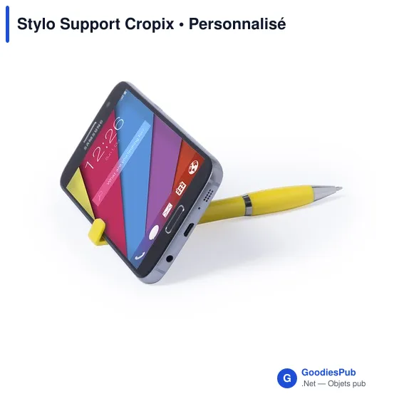 Stylo bille personnalisable avec logo - Support téléphone intégré - Image 3