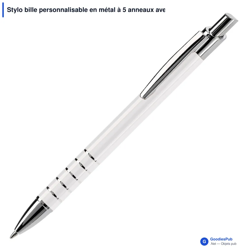 Stylo bille personnalisable en métal à 5 anneaux avec logo - Talagante - Image 4
