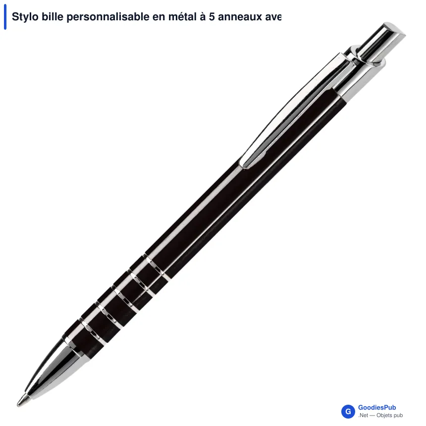 Stylo bille personnalisable en métal à 5 anneaux avec logo - Talagante - Image 6