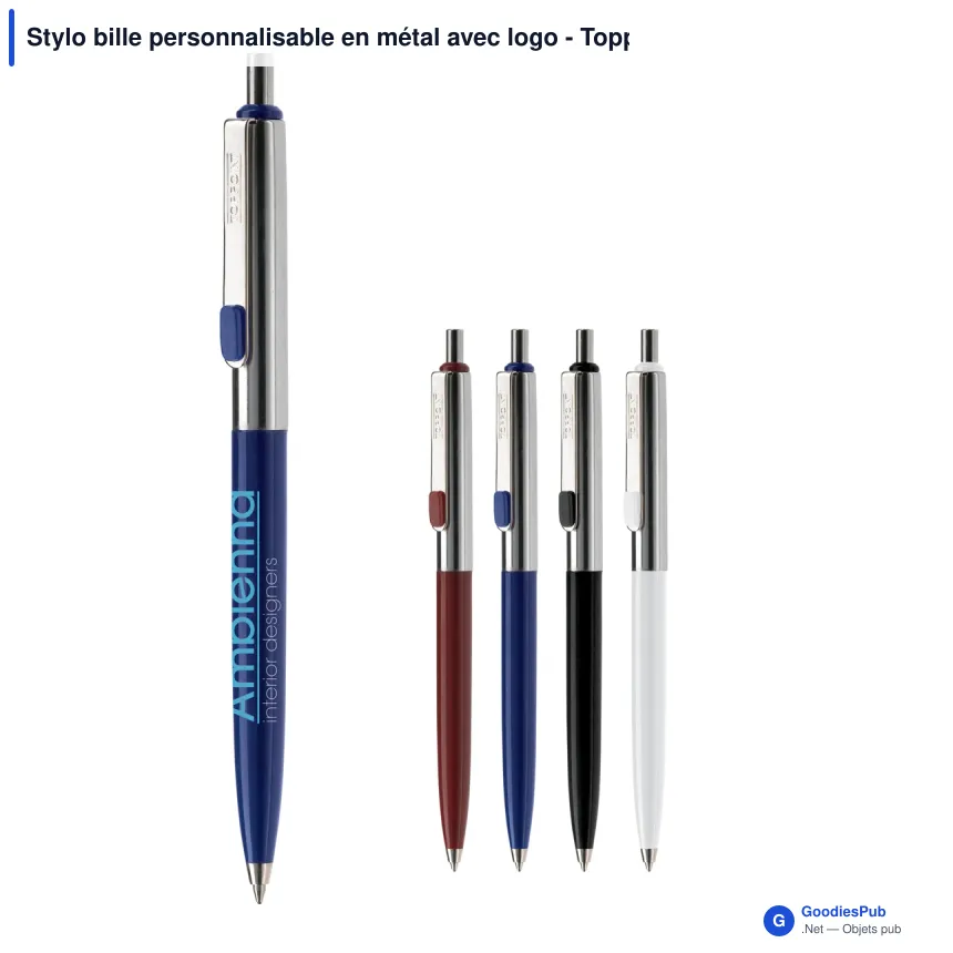 Stylo bille personnalisable en métal avec logo - Topper - Image 1