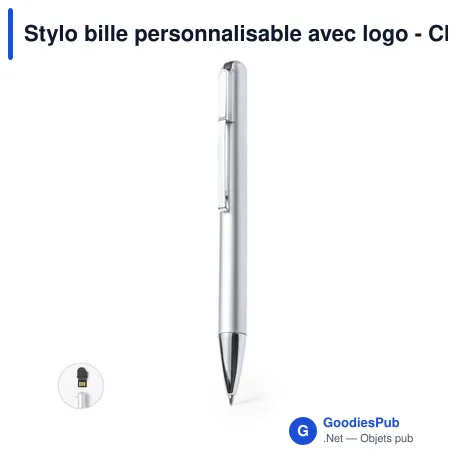 Stylo bille personnalisable avec logo - Clé USB intégrée