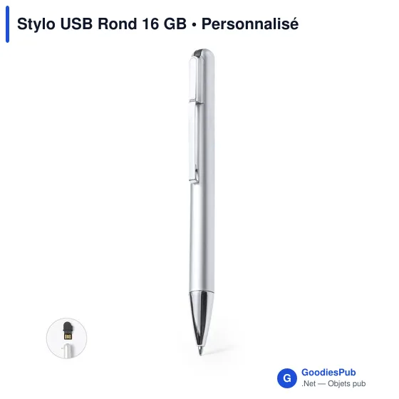 Stylo bille personnalisable avec logo - Clé USB intégrée - Image 1