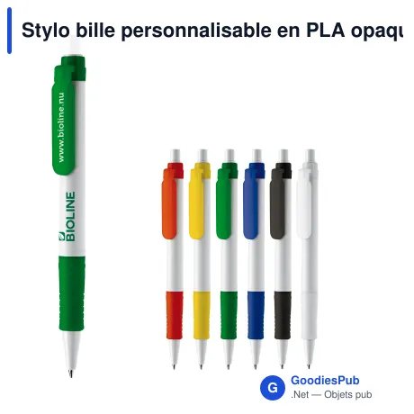 Stylo bille personnalisable en PLA opaque bicolore avec logo - Stilolinea Vegetal Pen