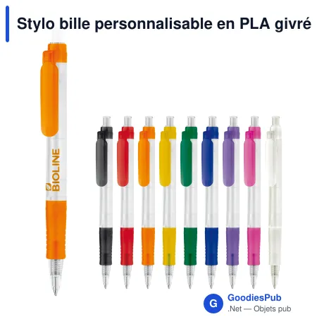 Stylo bille personnalisable en PLA givré avec logo - Stilolinea Vegetal Pen