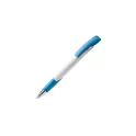 Variante Blanc / Bleu clair - Stylo bille personnalisable opaque en ABS et métal avec logo - Zorro Opaque