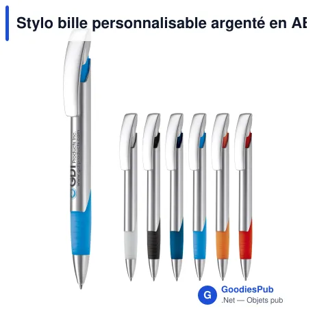 Stylo bille personnalisable argenté en ABS et métal avec logo - Zorro Silver