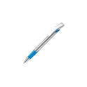 Variante argent / Bleu clair - Stylo bille personnalisable argenté en ABS et métal avec logo - Zorro Silver