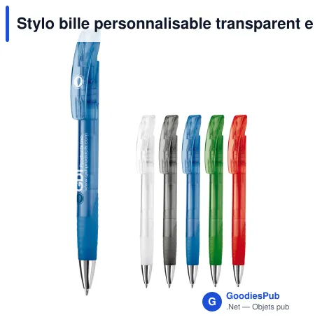 Stylo bille personnalisable transparent en ABS et métal avec logo - Zorro