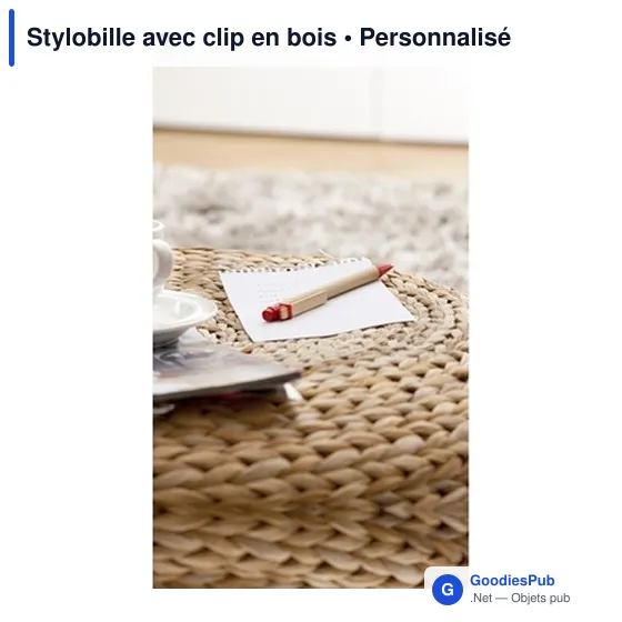 Stylo bille personnalisable avec clip en bois - Stylobilleavec logo - Image 8