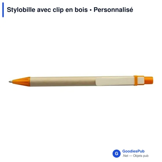 Stylo bille personnalisable avec clip en bois - Stylobilleavec logo - Image 9