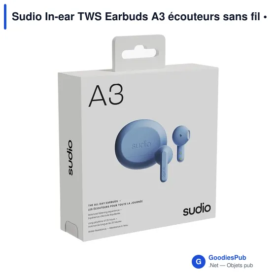Écouteurs sans fil personnalisables Sudio In-ear TWS A3 avec logo - Image 5