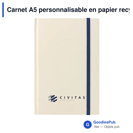Carnet A5 personnalisable en papier recyclé avec logo - Sugarcane Bagasse