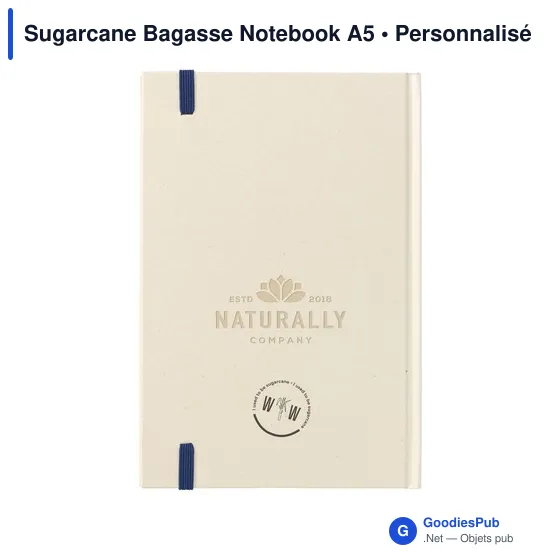 Carnet A5 personnalisable en papier recyclé avec logo - Sugarcane Bagasse - Image 2