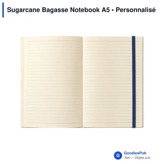 Carnet A5 personnalisable en papier recyclé avec logo - Sugarcane Bagasse - Image 4