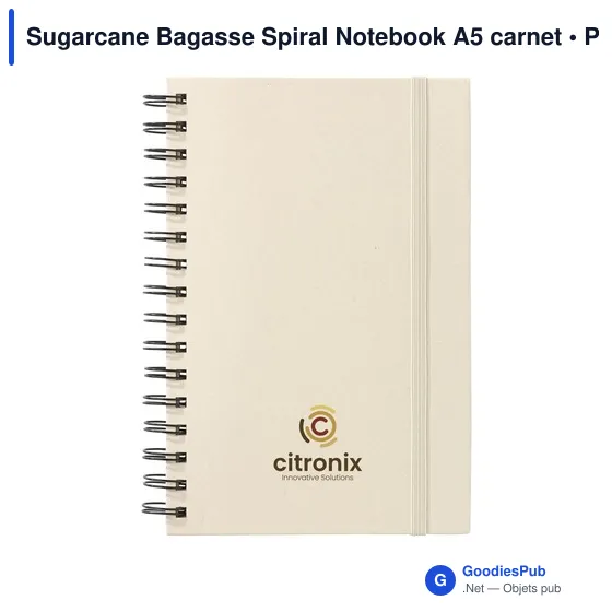 Carnet A5 personnalisable en bagasse de canne à sucre avec logo - Image 1