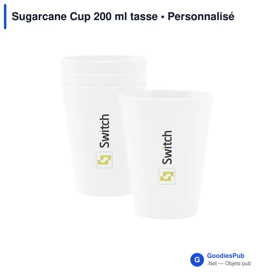 Gobelet réutilisable personnalisable Sugarcane Cup 200 ml avec logo - Image 1
