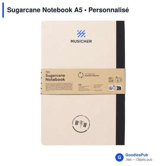 Carnet A5 personnalisable en papier recyclé avec logo - Image 1