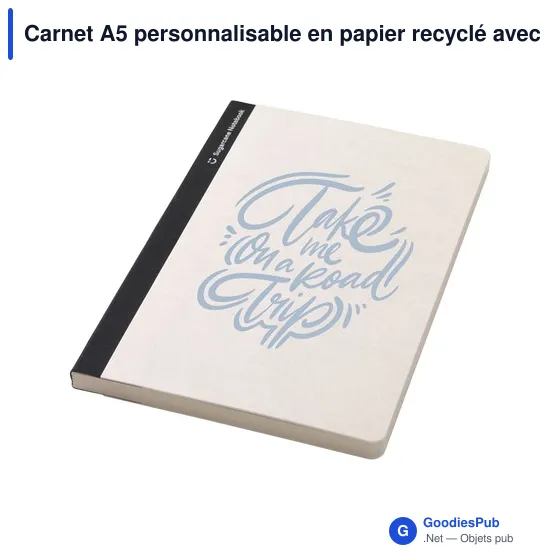 Carnet A5 personnalisable en papier recyclé avec logo - Image 2