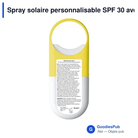 Spray solaire personnalisable SPF 30 avec logo - Sunscreen Spray HookUp