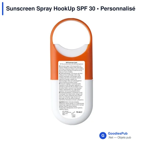 Spray solaire personnalisable SPF 30 avec logo - Sunscreen Spray HookUp - Image 3