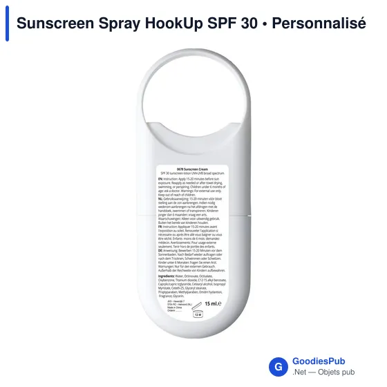 Spray solaire personnalisable SPF 30 avec logo - Sunscreen Spray HookUp - Image 10