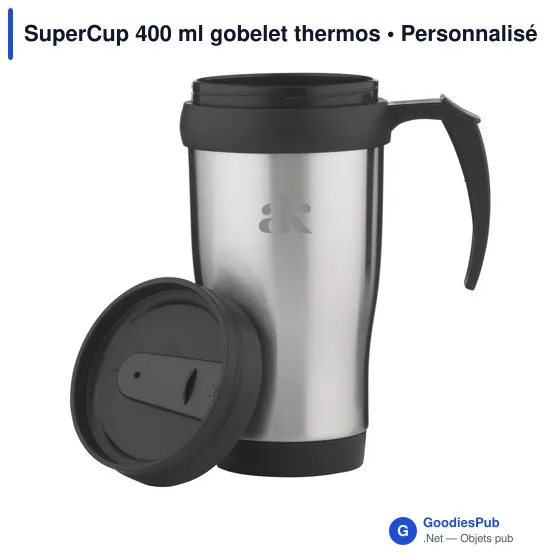 Gobelet thermos personnalisable SuperCup 400 ml avec logo - Image 1