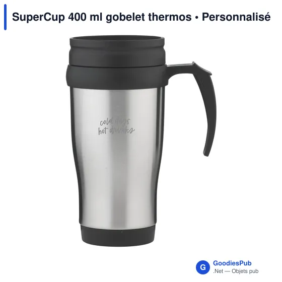 Gobelet thermos personnalisable SuperCup 400 ml avec logo - Image 3