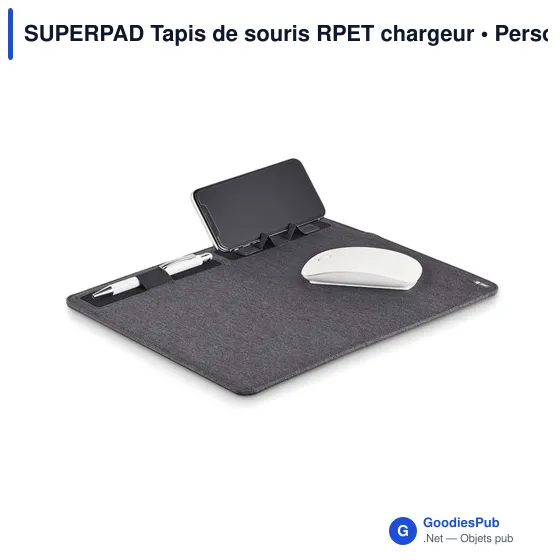 SUPERPAD Tapis de souris RPET chargeur 15W - Image 2