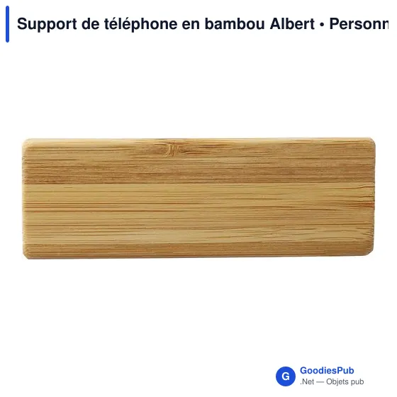 Support de téléphone en bambou personnalisable avec logo - Albert - Image 2
