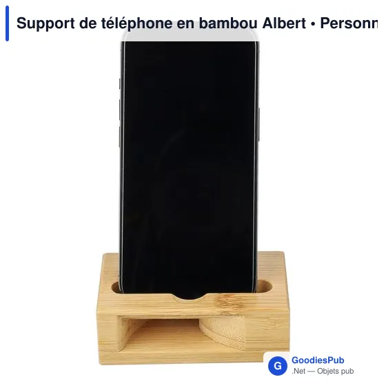 Support de téléphone en bambou personnalisable avec logo - Albert - Image 11