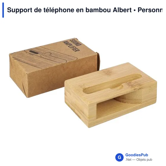 Support de téléphone en bambou personnalisable avec logo - Albert - Image 12