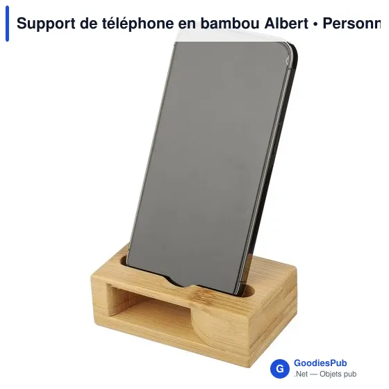 Support de téléphone en bambou personnalisable avec logo - Albert - Image 3
