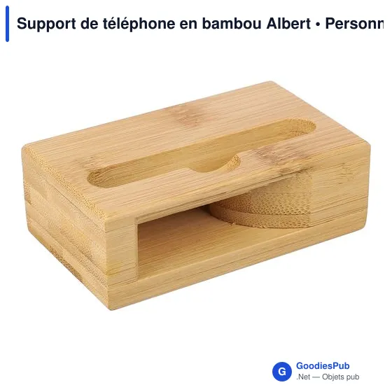 Support de téléphone en bambou personnalisable avec logo - Albert - Image 5