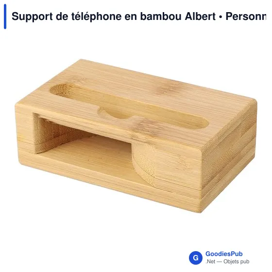 Support de téléphone en bambou personnalisable avec logo - Albert - Image 6