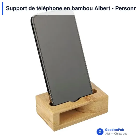 Support de téléphone en bambou personnalisable avec logo - Albert - Image 7