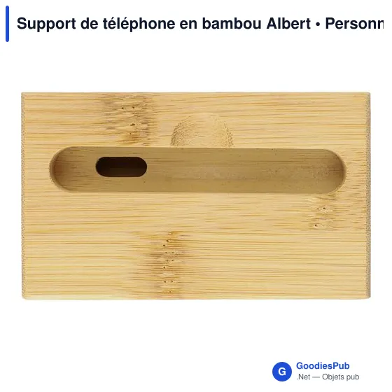 Support de téléphone en bambou personnalisable avec logo - Albert - Image 9