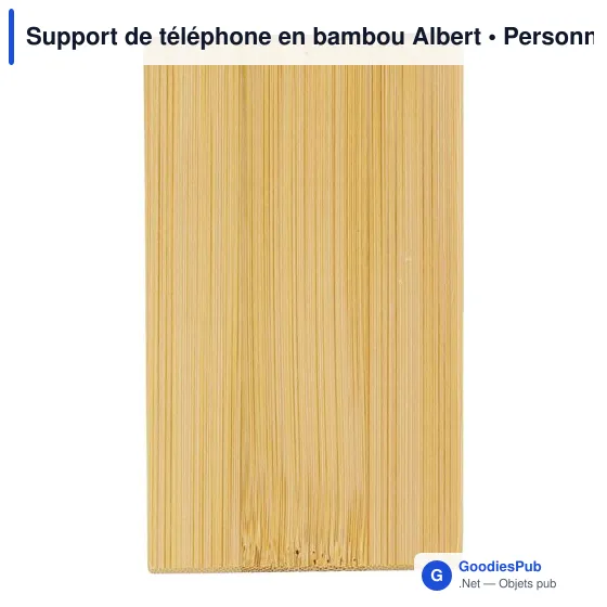 Support de téléphone en bambou personnalisable avec logo - Albert - Image 10