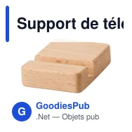 Support de téléphone personnalisable en bois d'hévéa Nyla avec logo - Miniature 1