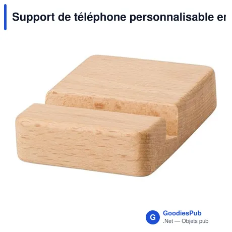 Support de téléphone personnalisable en bois d'hévéa Nyla avec logo