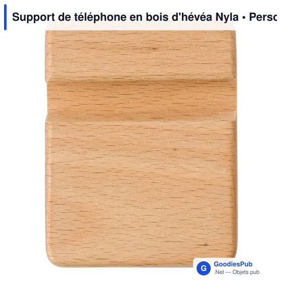 Support de téléphone personnalisable en bois d'hévéa Nyla avec logo - Image 3
