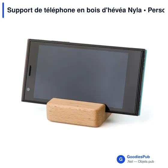 Support de téléphone personnalisable en bois d'hévéa Nyla avec logo - Image 4