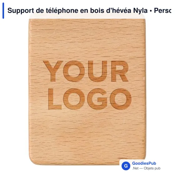 Support de téléphone personnalisable en bois d'hévéa Nyla avec logo - Image 5