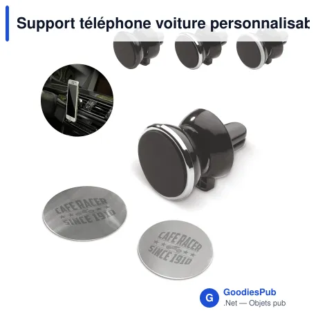 Support téléphone voiture personnalisable magnétique avec logo - 3 finitions