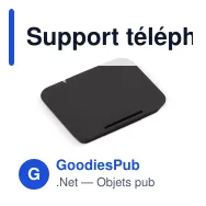 Support téléphone personnalisable avec chargeur sans fil 5W et logo - Noir - Miniature 2
