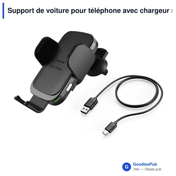 Support de voiture pour téléphone avec chargeur sans fil 10W Hama - Image 1
